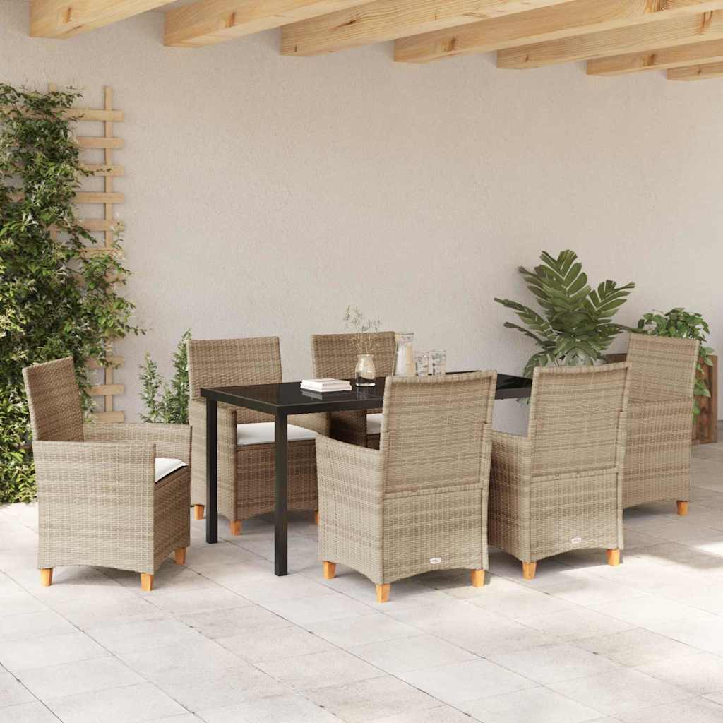 Set da Pranzo per Giardino 7 pcs Beige polyrattan - homemem39