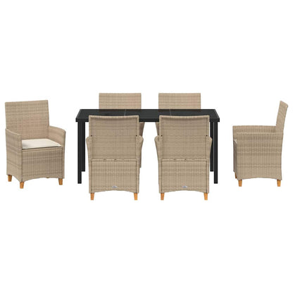 Set da Pranzo per Giardino 7 pcs Beige polyrattan - homemem39