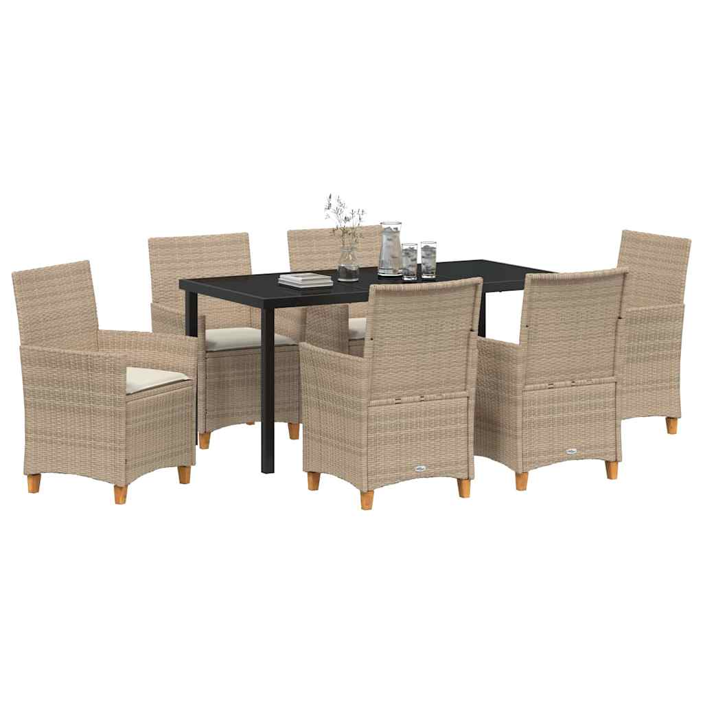 Set da Pranzo per Giardino 7 pcs Beige polyrattan - homemem39