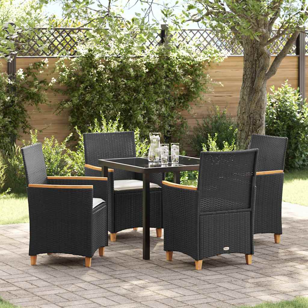 Set da Pranzo per Giardino 5 pcs Nero polyrattan - homemem39