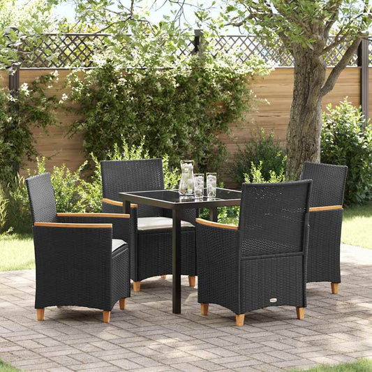 Set da Pranzo per Giardino 5 pcs Nero polyrattan - homemem39