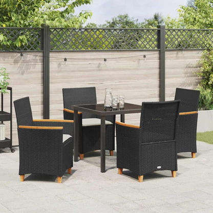 Set da Pranzo per Giardino 5 pcs Nero polyrattan - homemem39