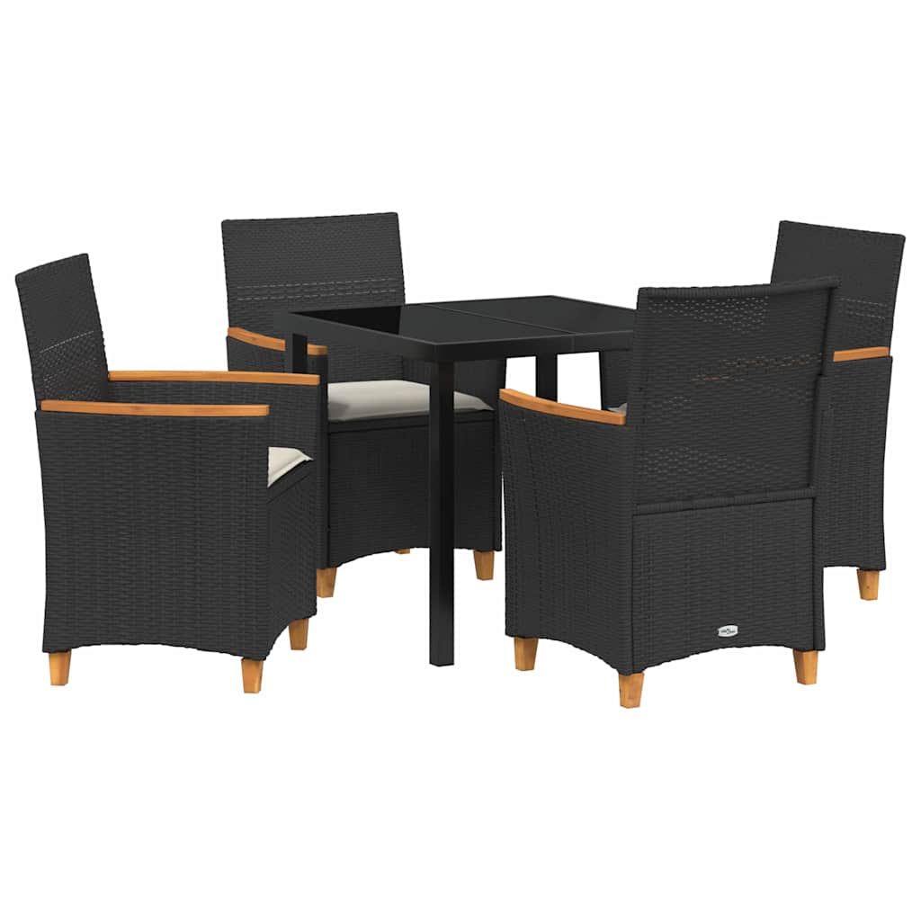 Set da Pranzo per Giardino 5 pcs Nero polyrattan - homemem39