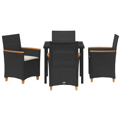 Set da Pranzo per Giardino 5 pcs Nero polyrattan - homemem39