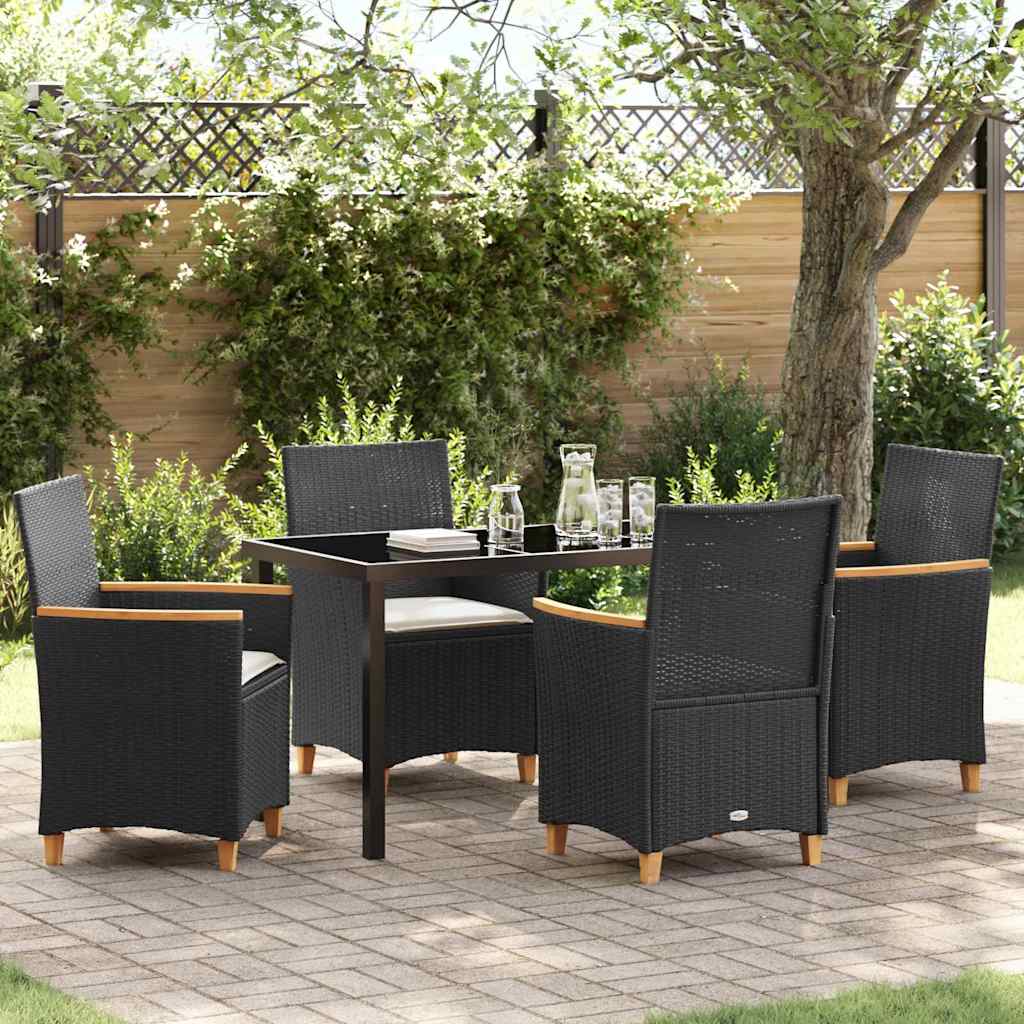 Set da Pranzo per Giardino 5 pcs Nero polyrattan - homemem39