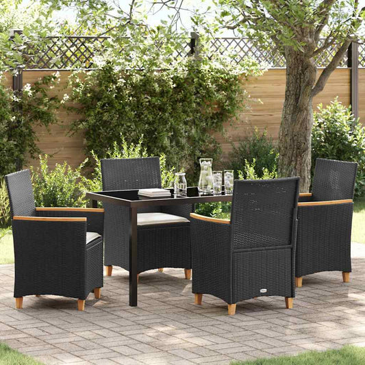 Set da Pranzo per Giardino 5 pcs Nero polyrattan - homemem39