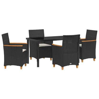 Set da Pranzo per Giardino 5 pcs Nero polyrattan - homemem39