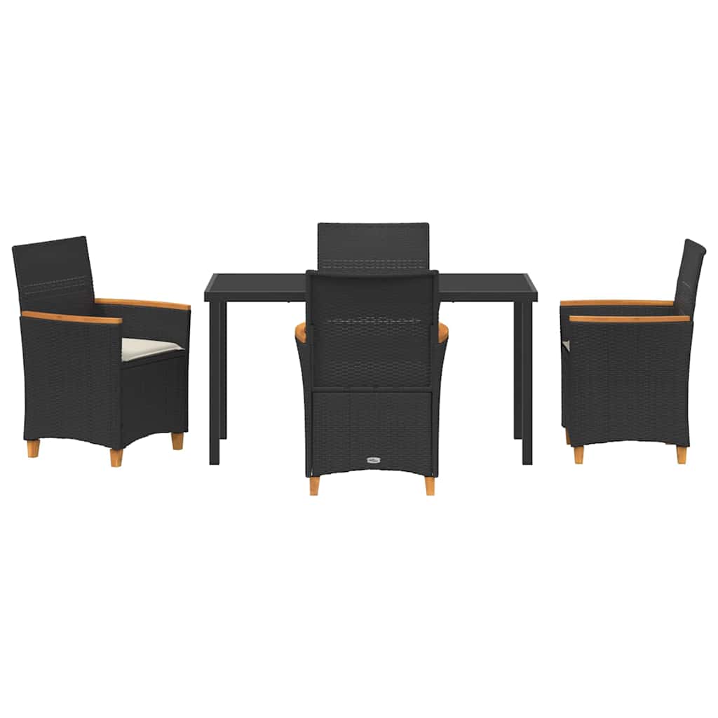 Set da Pranzo per Giardino 5 pcs Nero polyrattan - homemem39