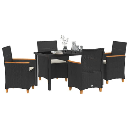 Set da Pranzo per Giardino 5 pcs Nero polyrattan - homemem39