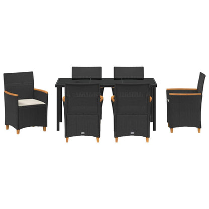 Set da Pranzo per Giardino 7 pcs Nero polyrattan - homemem39