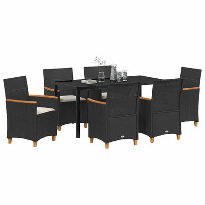 Set da Pranzo per Giardino 7 pcs Nero polyrattan - homemem39