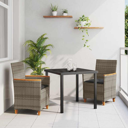 Set da Pranzo per Giardino 3 pcs Grigio polyrattan - homemem39