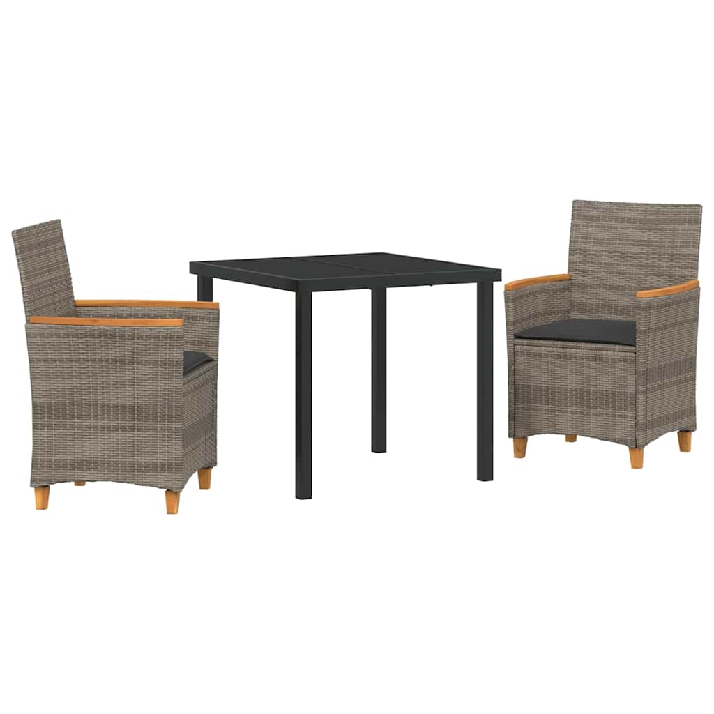 Set da Pranzo per Giardino 3 pcs Grigio polyrattan - homemem39