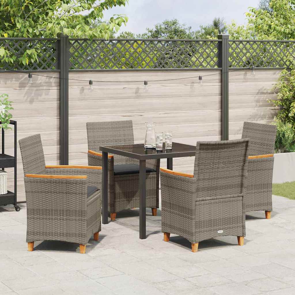 Set da Pranzo per Giardino 5 pcs Grigio polyrattan - homemem39
