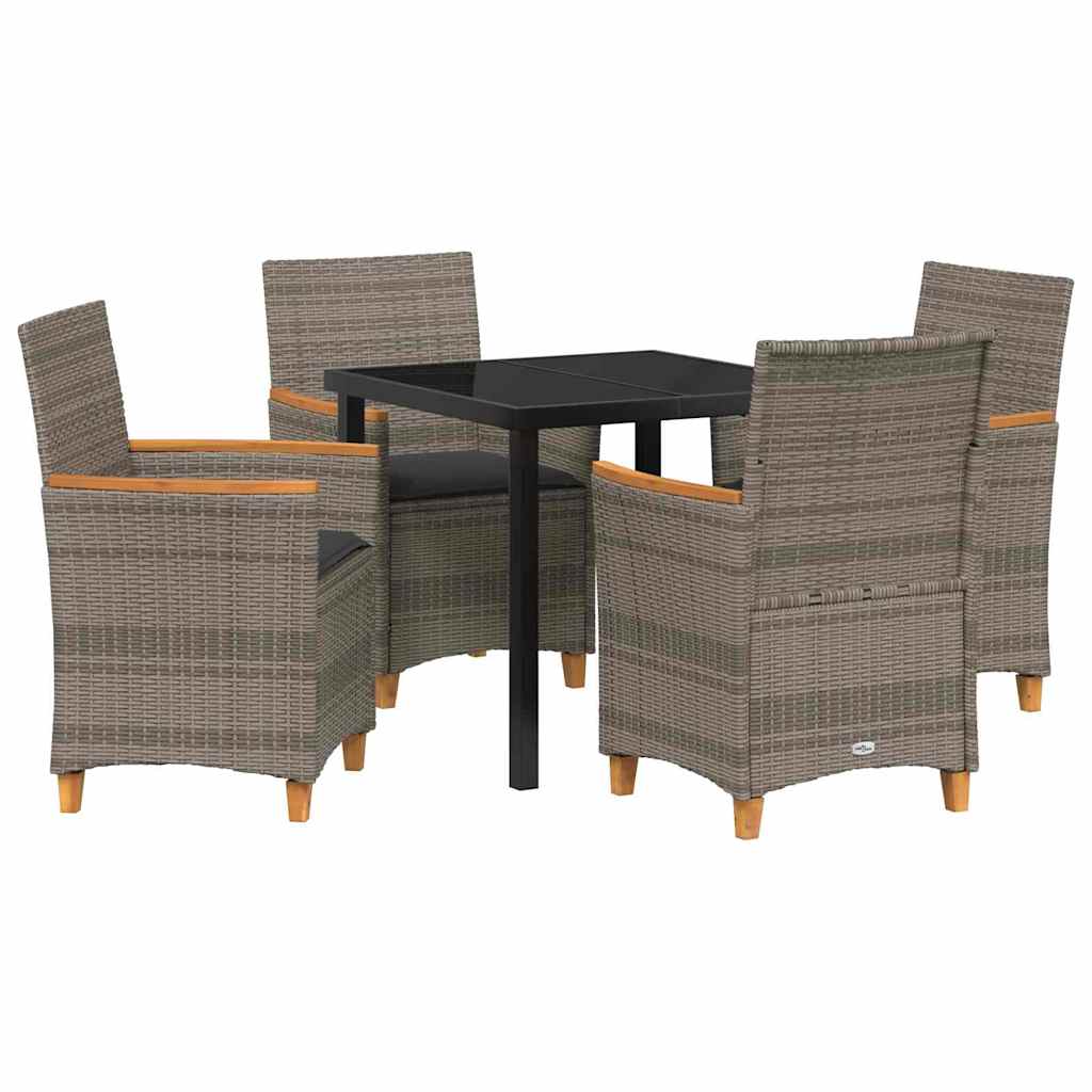 Set da Pranzo per Giardino 5 pcs Grigio polyrattan - homemem39