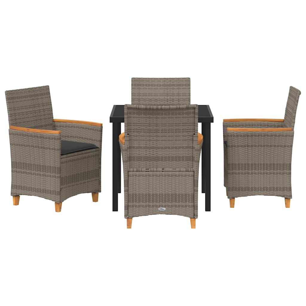 Set da Pranzo per Giardino 5 pcs Grigio polyrattan - homemem39