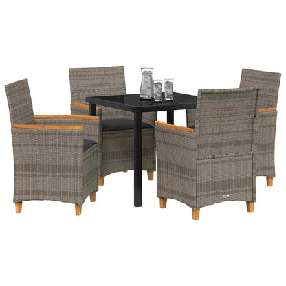 Set da Pranzo per Giardino 5 pcs Grigio polyrattan - homemem39