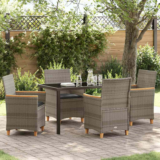 Set da Pranzo per Giardino 5 pcs Grigio polyrattan - homemem39
