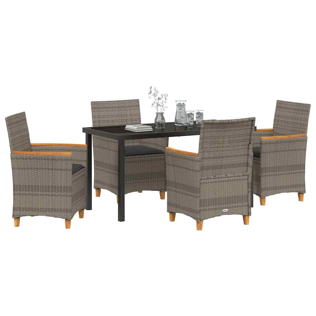 Set da Pranzo per Giardino 5 pcs Grigio polyrattan - homemem39
