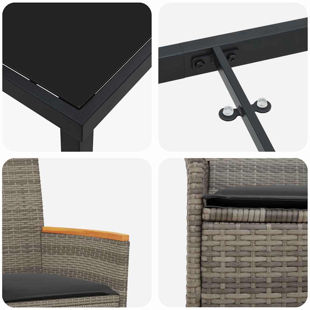 Set da Pranzo per Giardino 5 pcs Grigio polyrattan - homemem39