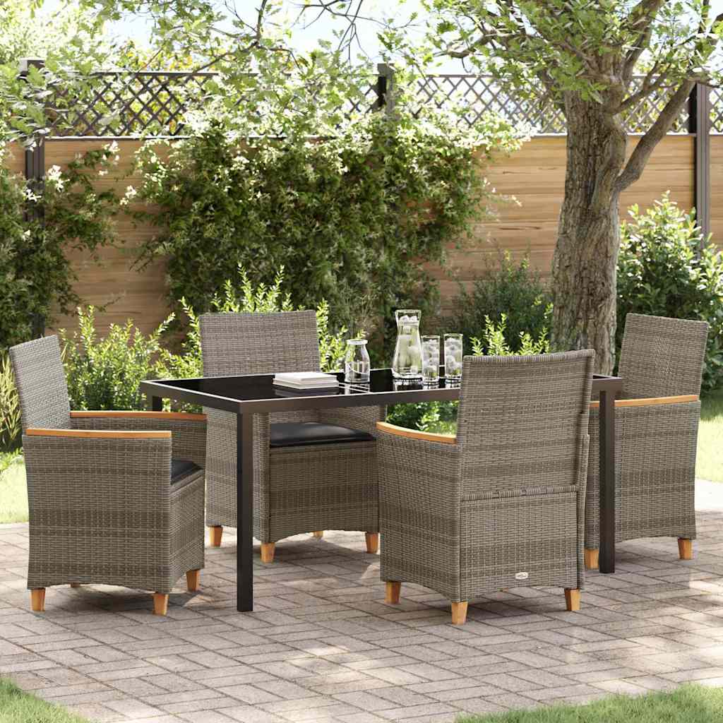 Set da Pranzo per Giardino 5 pcs Grigio polyrattan - homemem39
