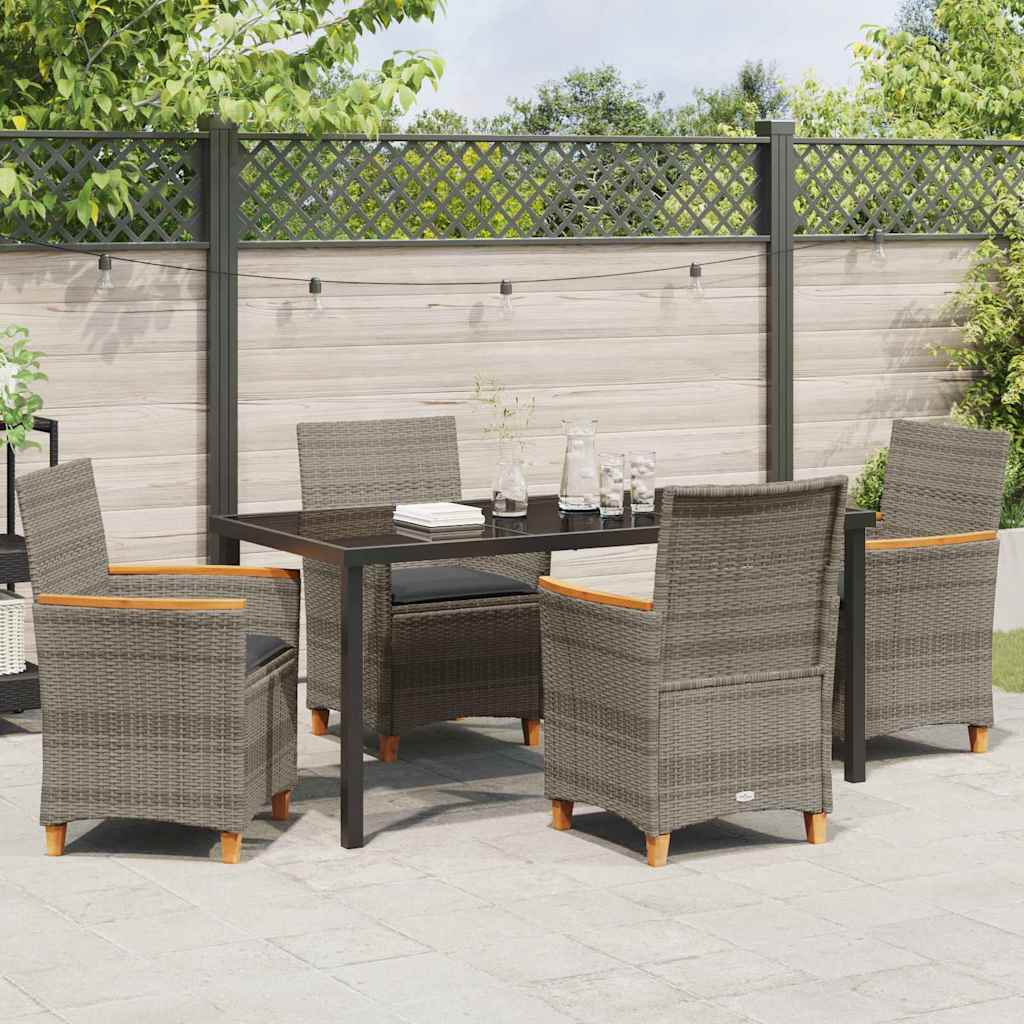 Set da Pranzo per Giardino 5 pcs Grigio polyrattan - homemem39