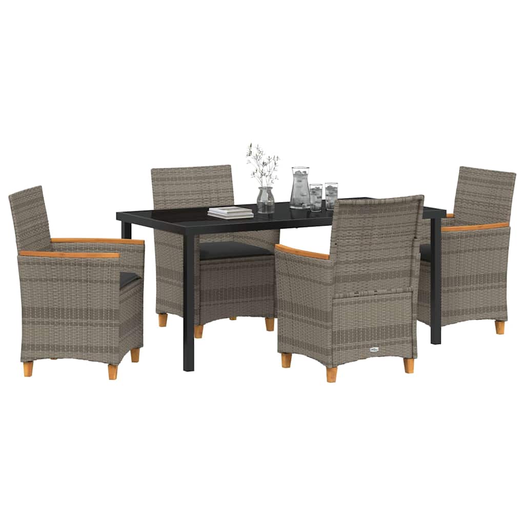 Set da Pranzo per Giardino 5 pcs Grigio polyrattan - homemem39