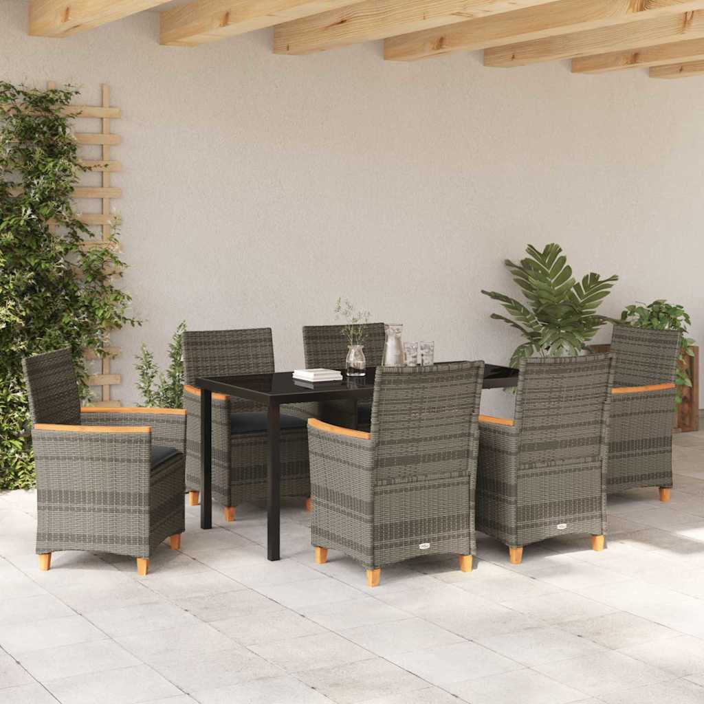Set da Pranzo per Giardino 7 pcs Grigio polyrattan - homemem39