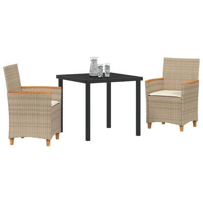Set da Pranzo per Giardino 3 pcs Beige polyrattan - homemem39