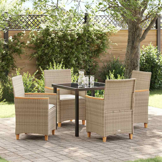 Set da Pranzo per Giardino 5 pcs Beige polyrattan - homemem39