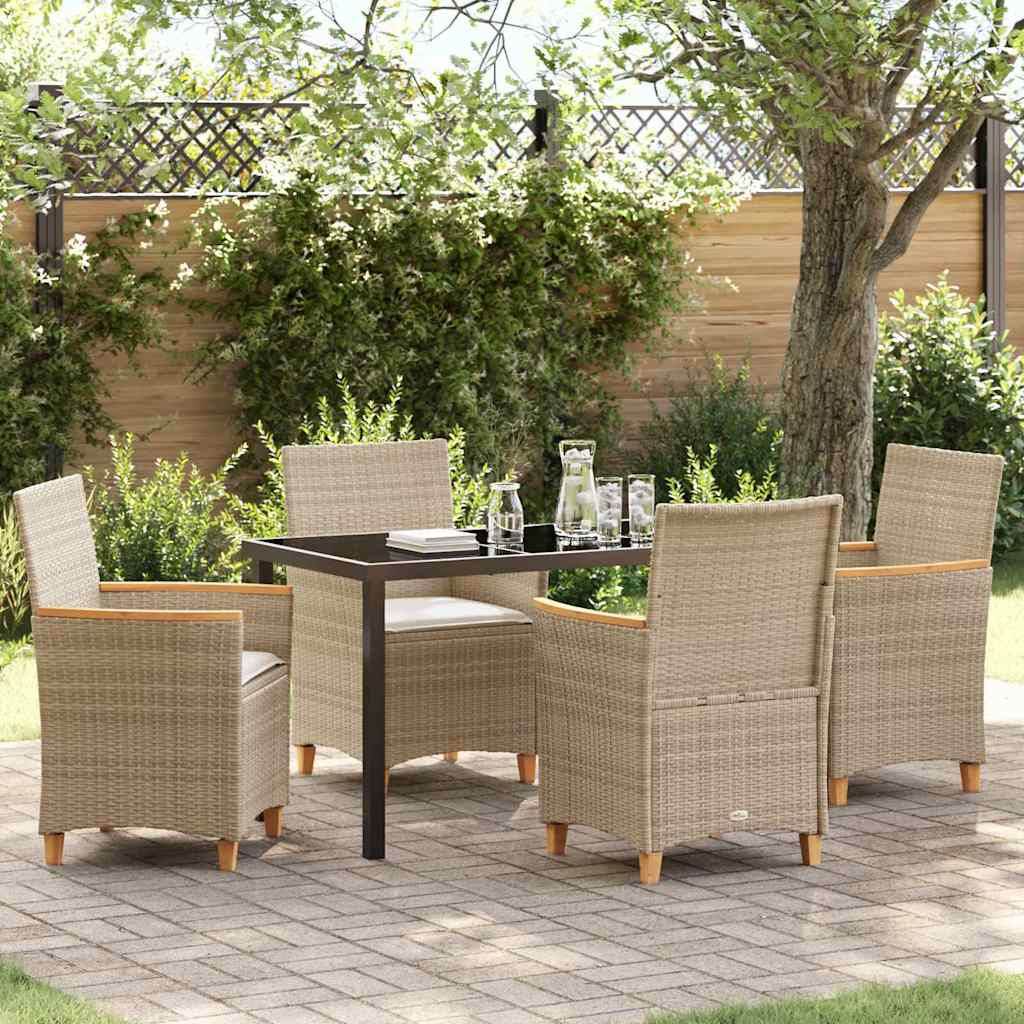 Set da Pranzo per Giardino 5 pcs Beige polyrattan - homemem39