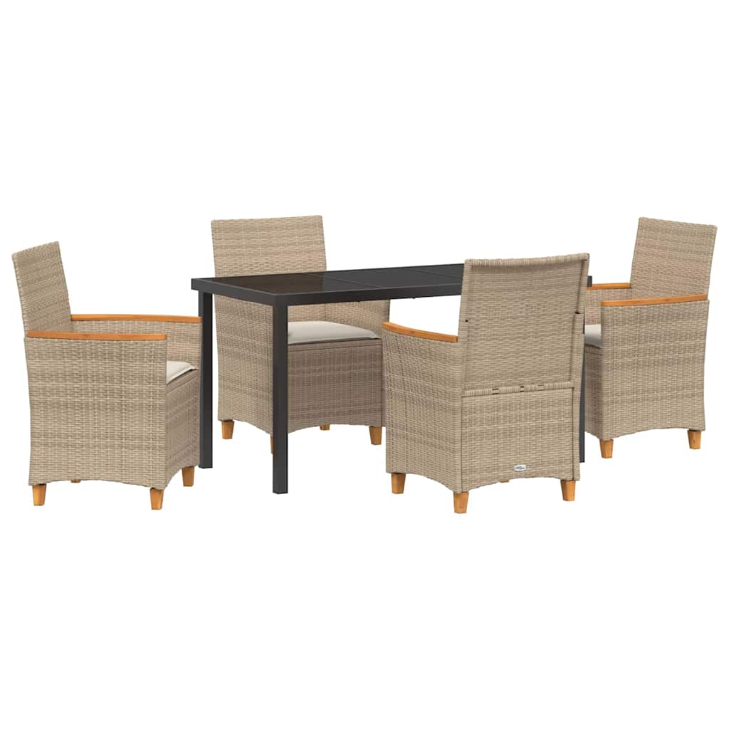 Set da Pranzo per Giardino 5 pcs Beige polyrattan - homemem39