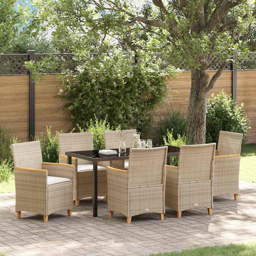 Set da Pranzo per Giardino 7 pcs Beige polyrattan - homemem39