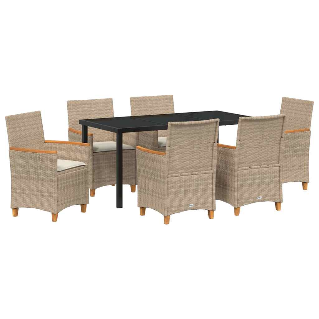 Set da Pranzo per Giardino 7 pcs Beige polyrattan - homemem39