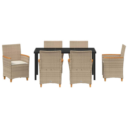 Set da Pranzo per Giardino 7 pcs Beige polyrattan - homemem39