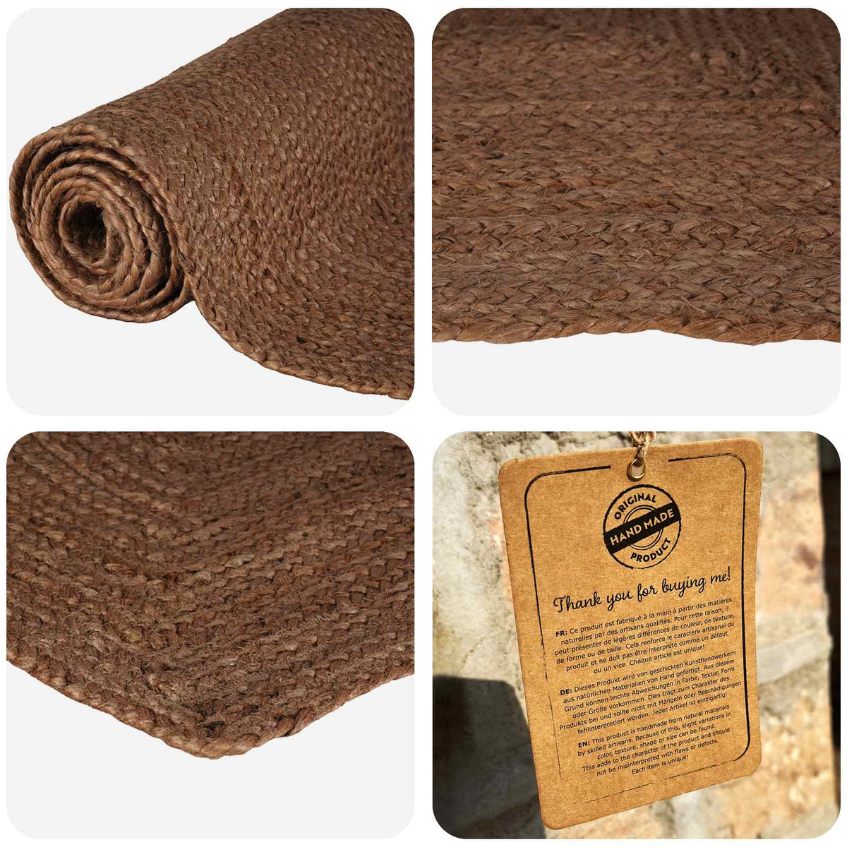 Tappeto da Area Grigio 240 x 240 cm Juta | homemem39