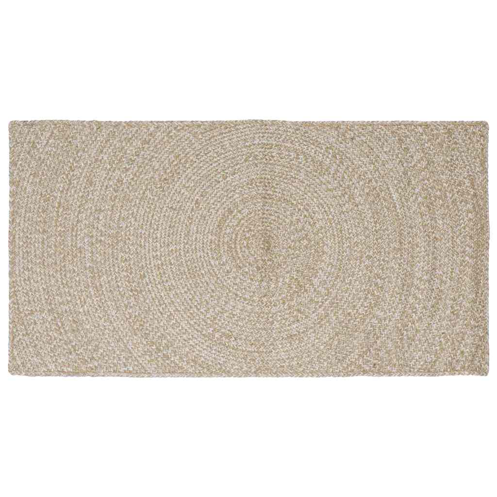 Tappeto Naturale e Bianco 60 x 110 cm Juta