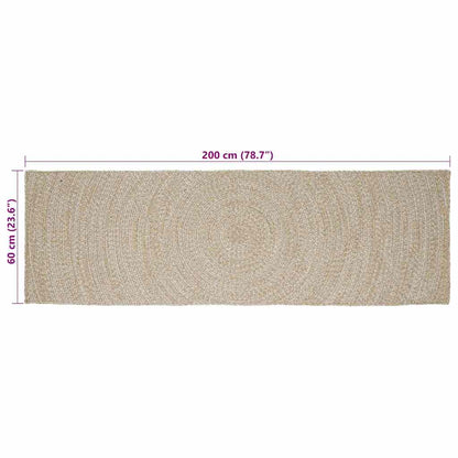 Tappeto Naturale e Bianco 60 x 200 cm Juta