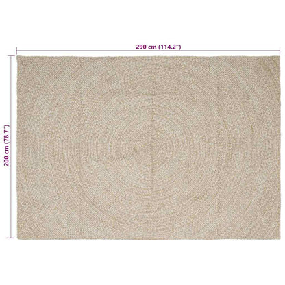 Tappeto Naturale e Bianco 200 x 290 cm Juta