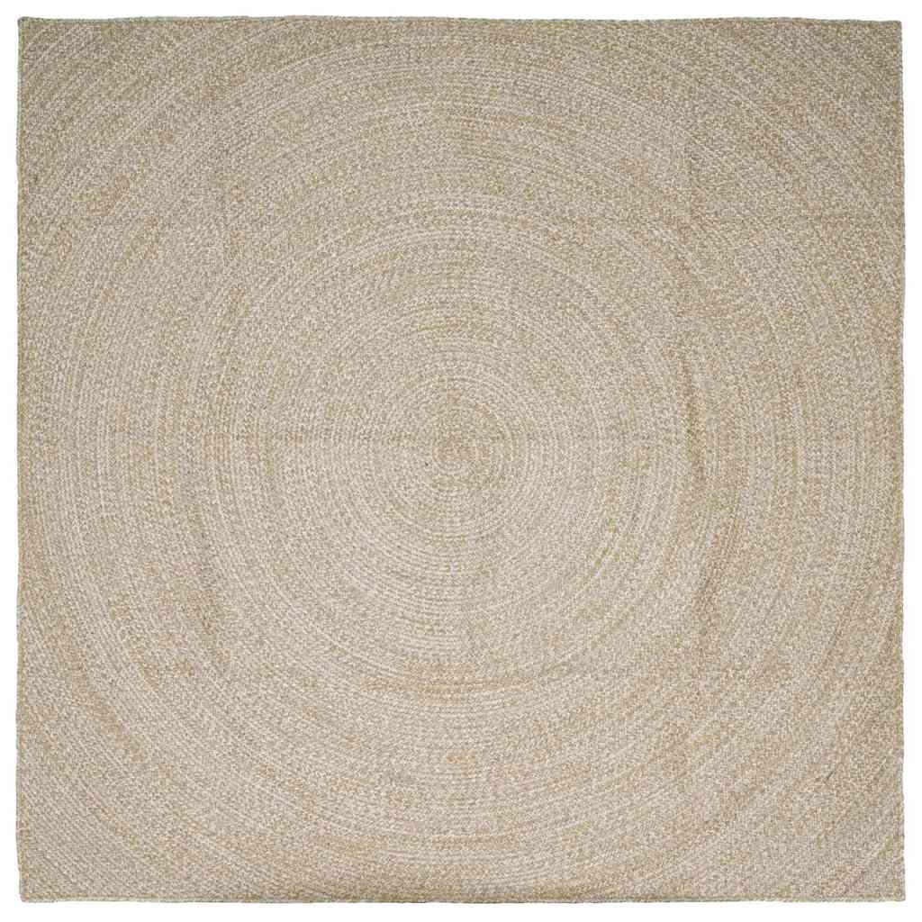 Tappeto Naturale e Bianco 240 x 240 cm Juta