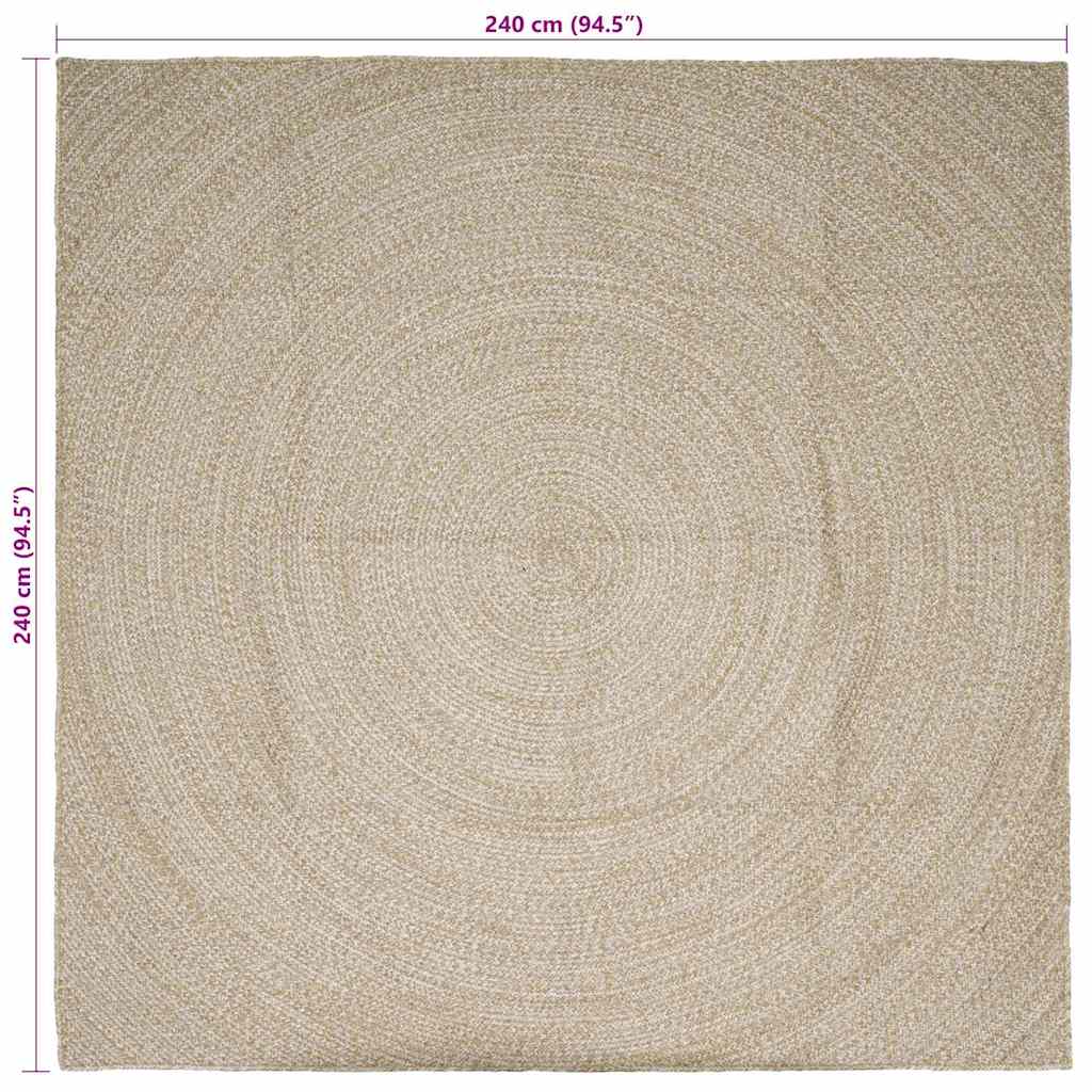 Tappeto Naturale e Bianco 240 x 240 cm Juta