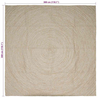 Tappeto Naturale e Bianco 300 x 300 cm Juta