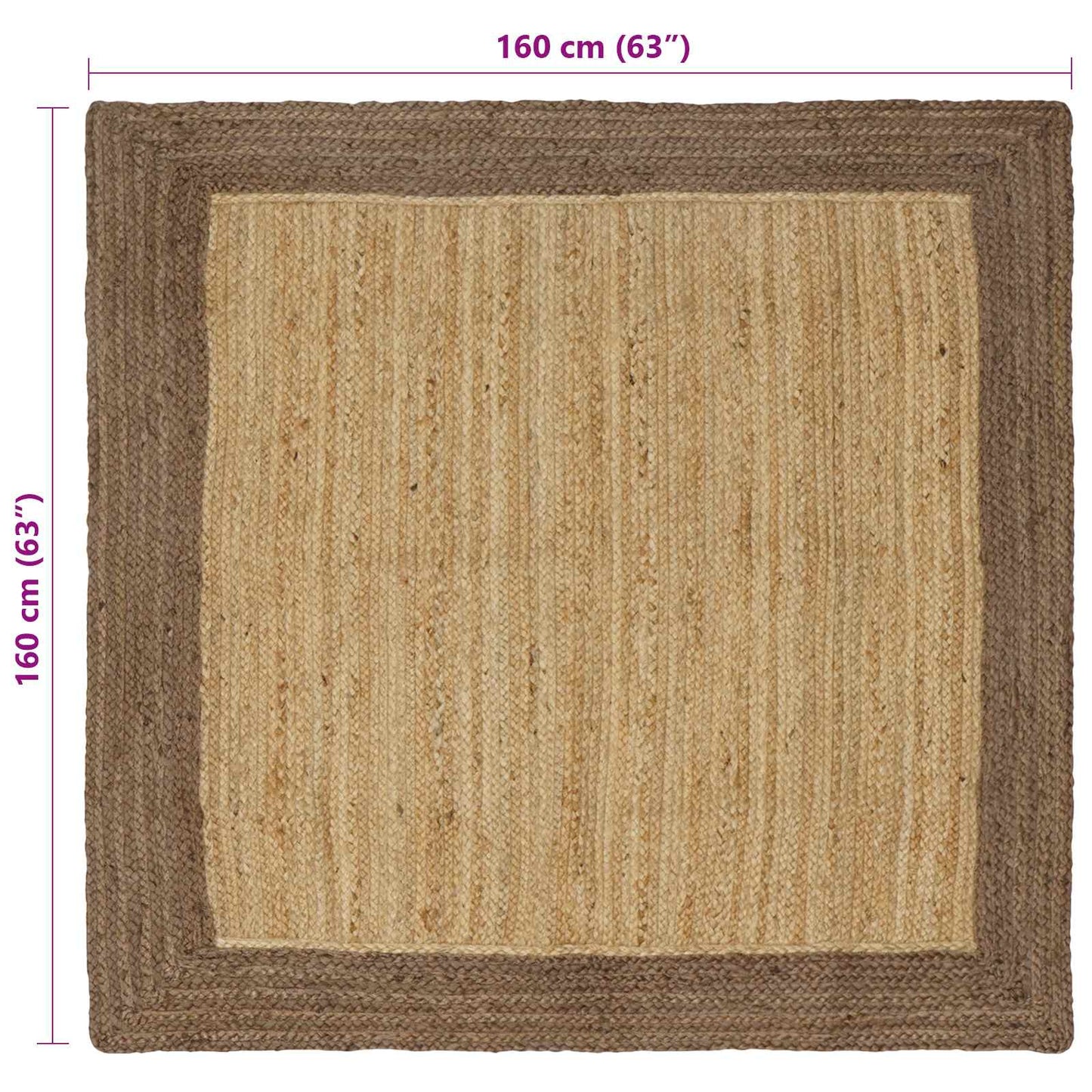 Tappeti per area Naturale e Grigio 160 x 160 cm Juta | homemem39
