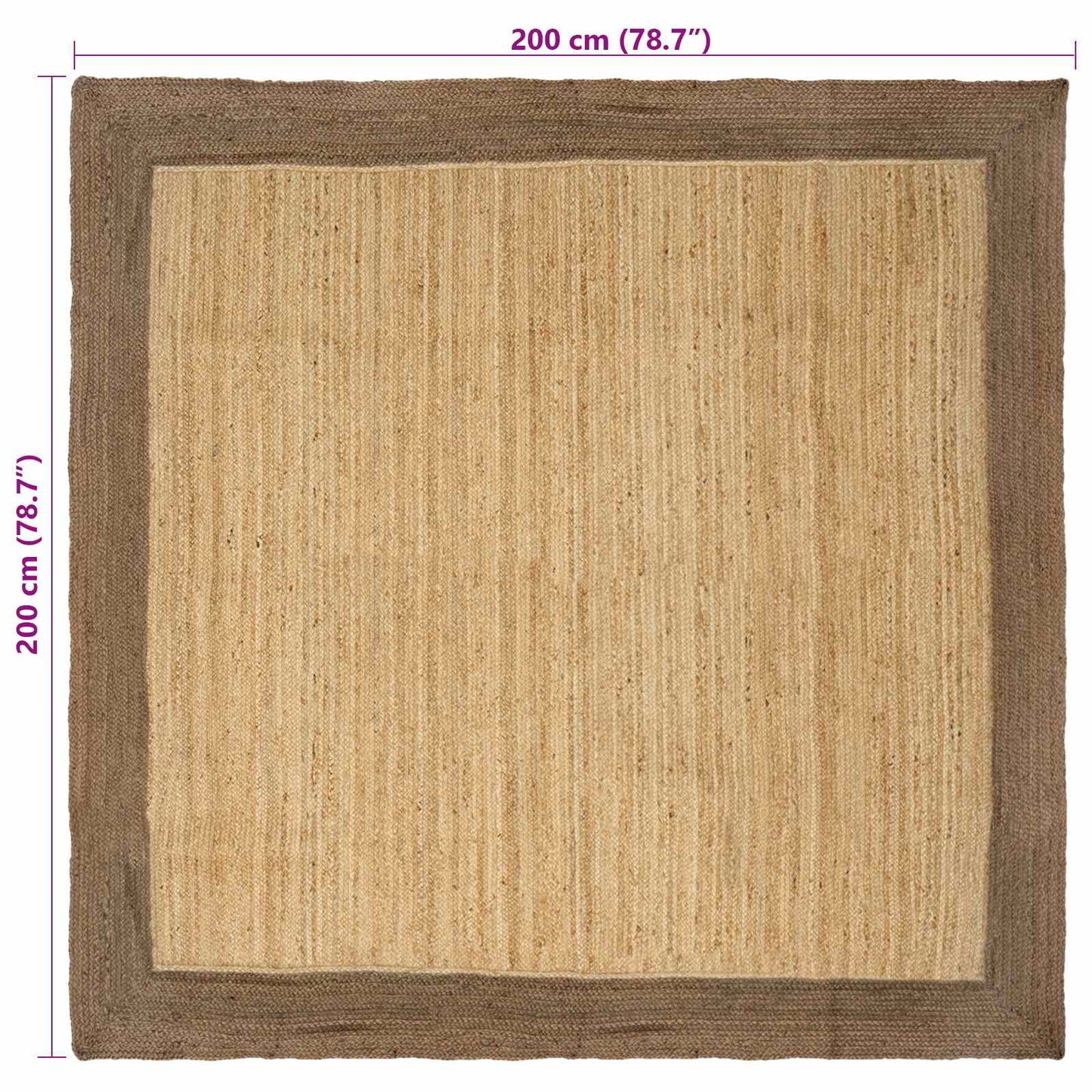 Tappeti per area Naturale e Grigio 200 x 200 cm Juta | homemem39