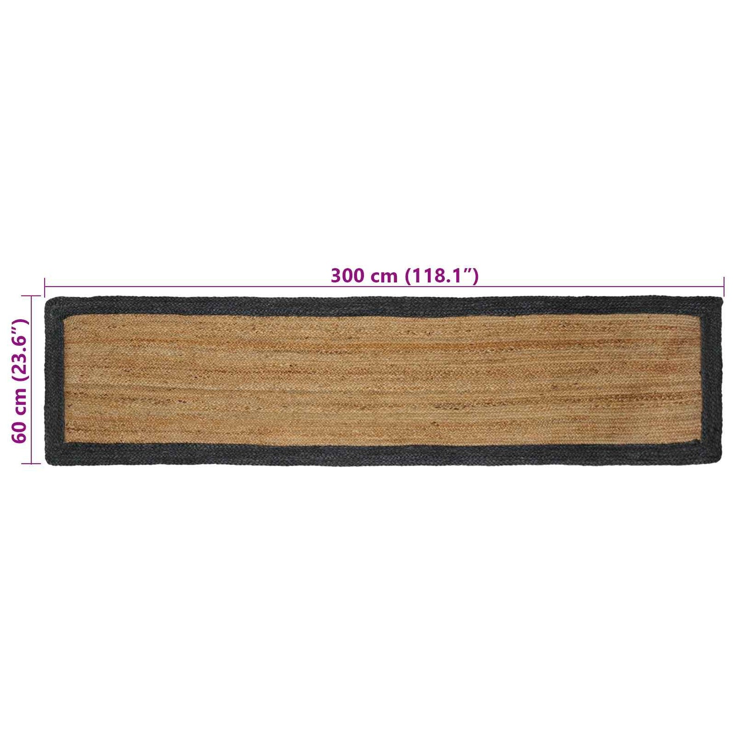 Tappeti per area Naturale e Grigio Scuro 60 x 300 cm Juta | homemem39