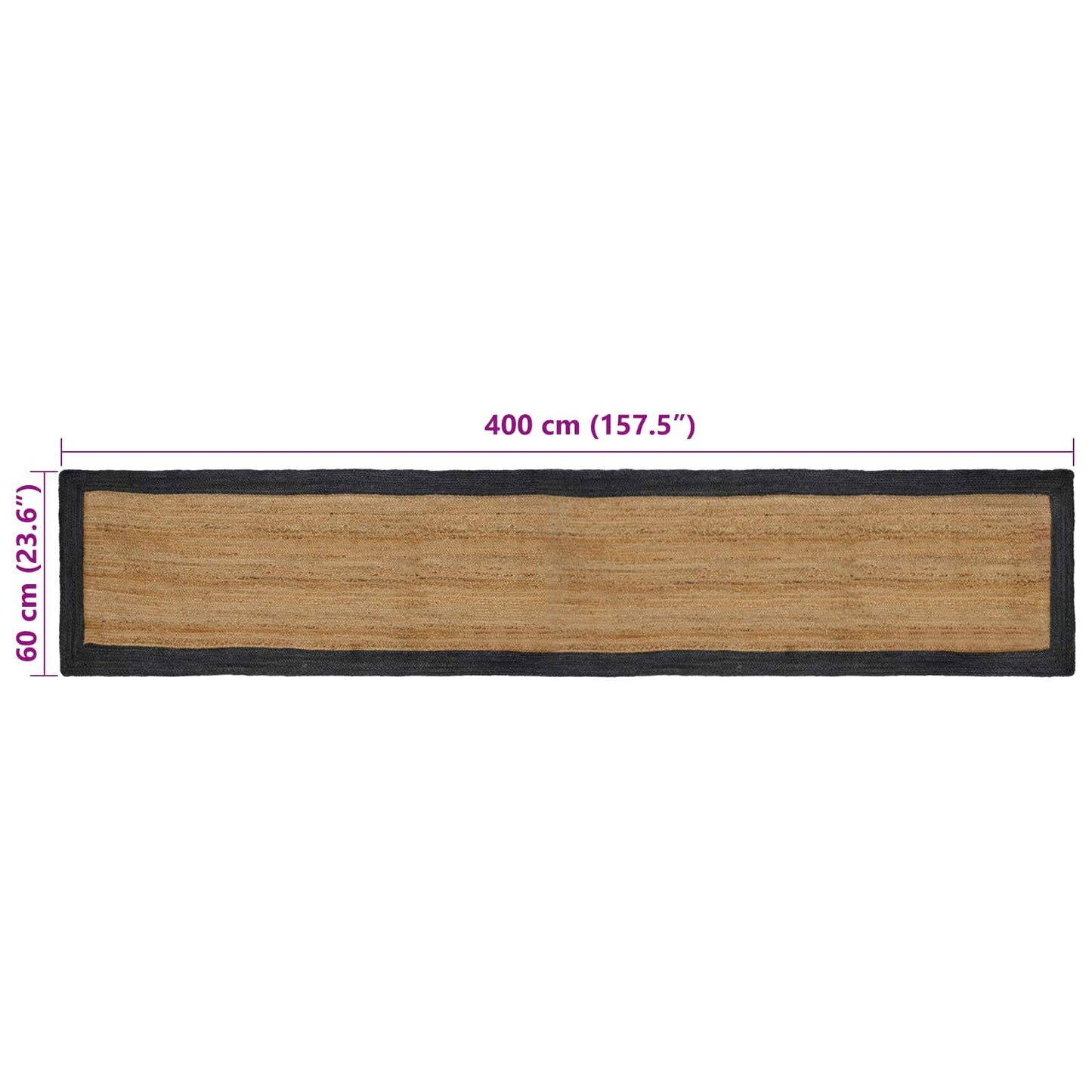 Tappeti per area Naturale e Grigio Scuro 60 x 400 cm Juta | homemem39