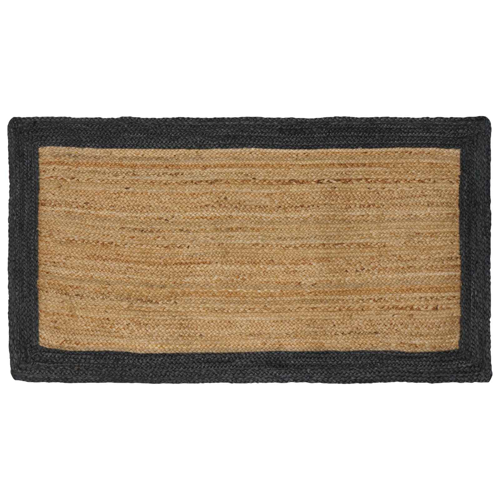 Tappeti per area Naturale e Grigio Scuro 80 x 150 cm Juta | homemem39