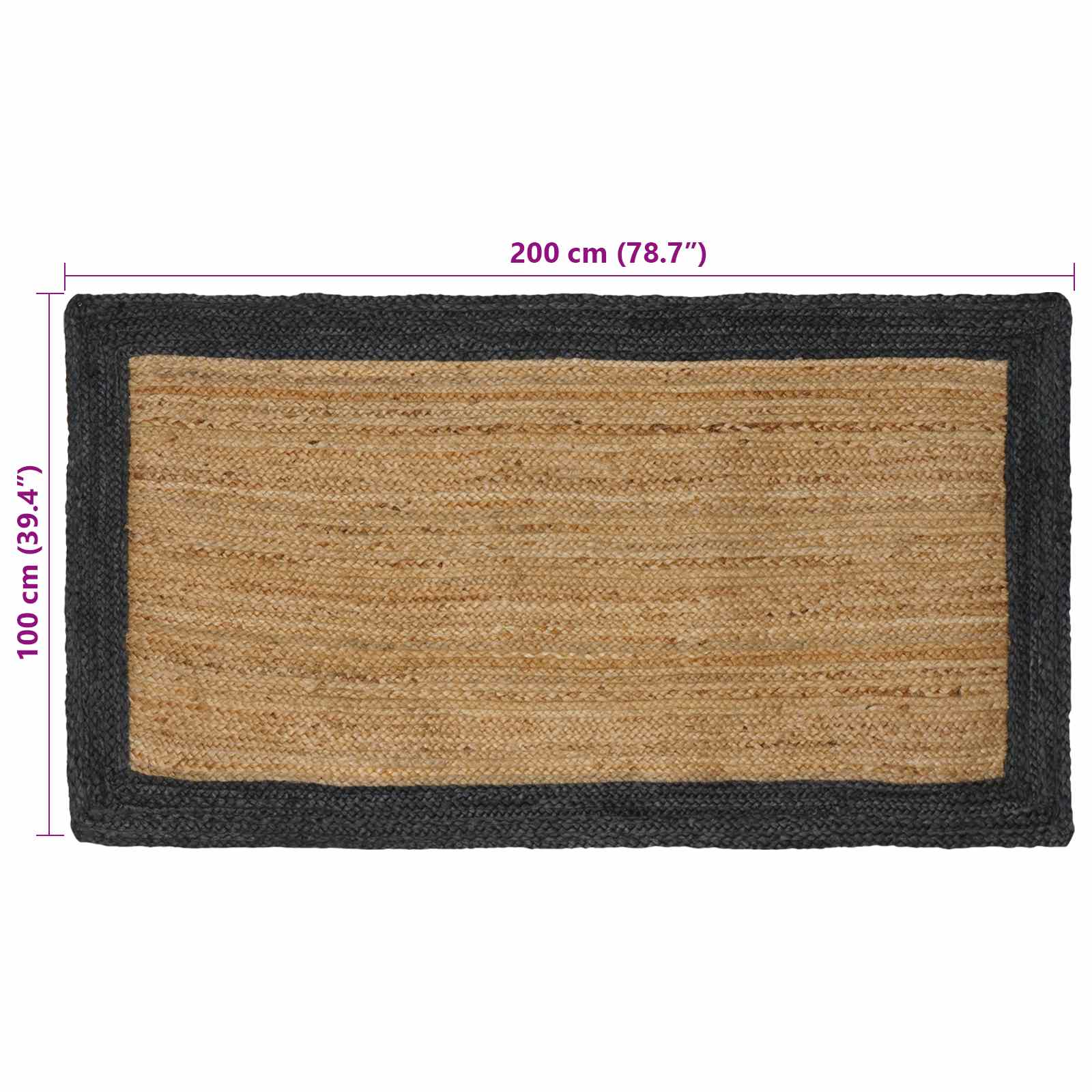Tappeti per area Naturale e Grigio Scuro 100 x 200 cm Juta | homemem39