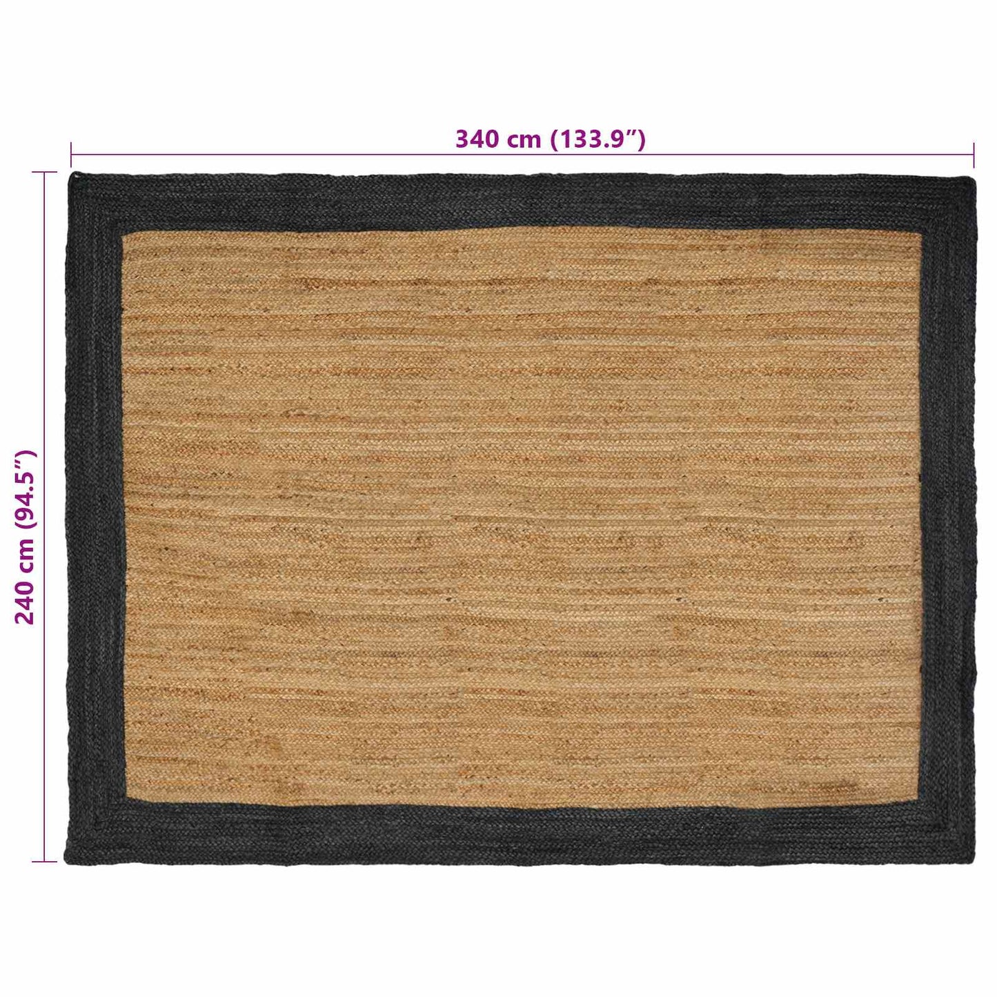 Tappeti per area Naturale e Grigio Scuro 240 x 340 cm Juta | homemem39