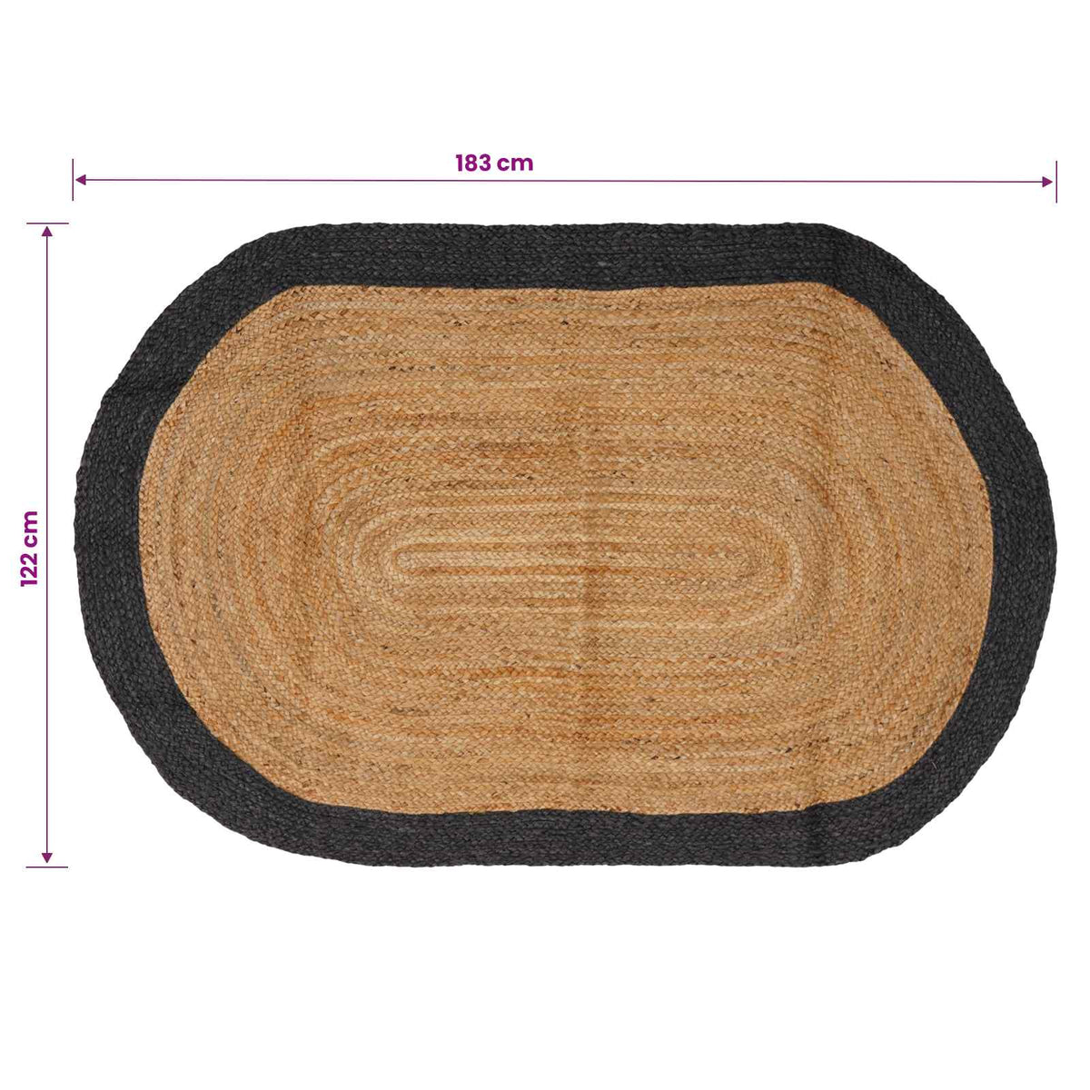 Tappeto da Area Grigio Scuro 122 x 183 cm Juta
